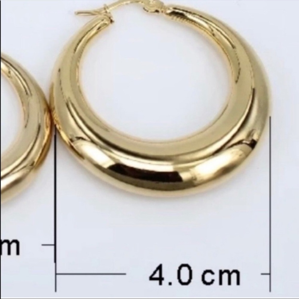NEW 18K GOLD ROUND HOOP EARRINGS - Picture 2 of 5